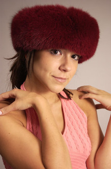 Fur Headwrap Dyed Burgundy Full Skin Fox Fur Headwrap Dyed Burgundy Full Skin Fox