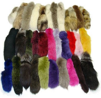 Fur Tails  Assorted Fur Tails Genuine Fur Fox, Coyote, Raccoon Natural and Dyed Colors Fur Origin: Norway