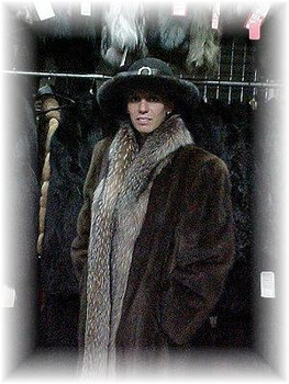 Buy Full Skin Mahogany Mink Fur Coat with Crystal Fox