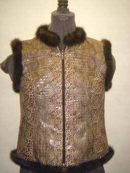 Brown Mink Fur with Snake Design Vest Brown Mink Fur with Snake Design Vest