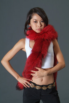 Dyed Red Fox Tail Fur Scarf