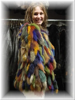 Multicolor Fox Bolero Fur Jacket