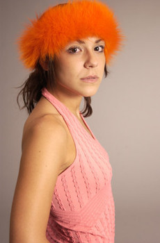 Sectional Dyed Orange Fox Fur Head Wrap Sectional Dyed Orange Fox Fur Head Wrap