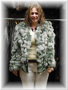 Dyed White & Gray BoleroFox Fur Jacket Dyed White & Gray BoleroFox Fur Jacket