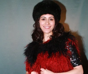 Black & Red Curly Lamb Fur Vest