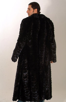 Sectional Mink Fur Long Coat Sectional Mink Fur Coat Straight Sleeves Men's Coat Buttons Length: 48"Fur Origin: USA Manufacturing: USA Back View