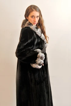 Black Lama Mink Fur Coat
