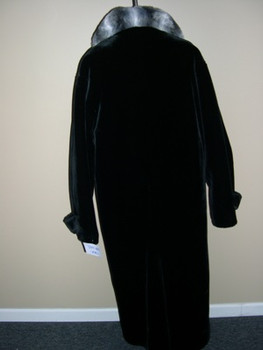 Men's Black Faux Beaver w/ Chinchilla Long Coat Men's Black Faux Beaver w/ Chinchilla Long Coat