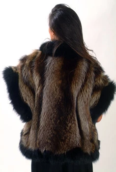 Black Raccoon Fox Fur Vest Design