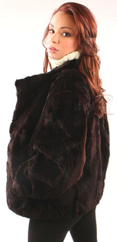 Sheared Mink Stand Up Collar Woman's Jacket