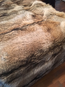 Coyote genuine fur  blanket lined with velour London Fog