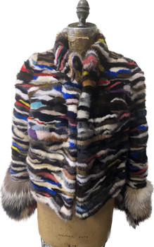 Medium Tone Long Haired Beaver Fur Parka with Leather Inserts - Men's Mink Fur Jacket- XL| Estate Furs