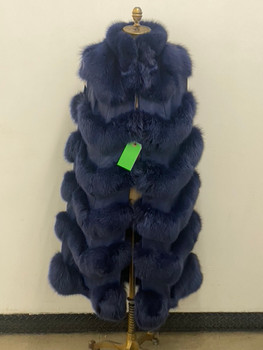 Full Skin Womens Fur Long Vest w/ piping