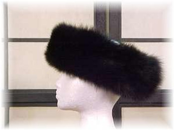 Full Skin Black Fox Fur Headwear