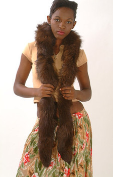 Brown Fox Fur Tails Design Sectional Scarf Brown Fox Fur Tails Design Sectional Scarf