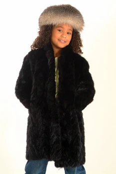 Kids Black Sheared Mink 3/4 Jacket