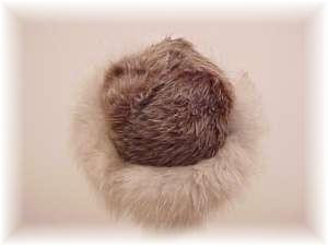Gray Faux Fur Hat with White Fox Fur Trim