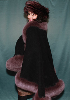 Black Cape with Fox Fur Trim