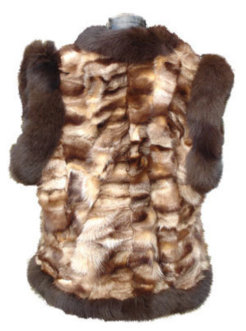 Fox Vest In Brown Multicolor Brown Vest Color: Multicolor Trim: Bronx Fox Hook and Eyes Closure Length: 28 inches Origin: USA Manufactured: USA