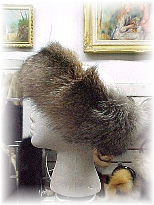 Sectional Three-Tone Fox Fur Head Wrap  Fur Head Wrap Padded Grosgrain Lining Velcro Closure Fur Origin: Norway Manufacturing: USA