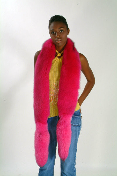 Full Skin Dyed Pink Full Pelt Fox Fur Scarf - furoutlet