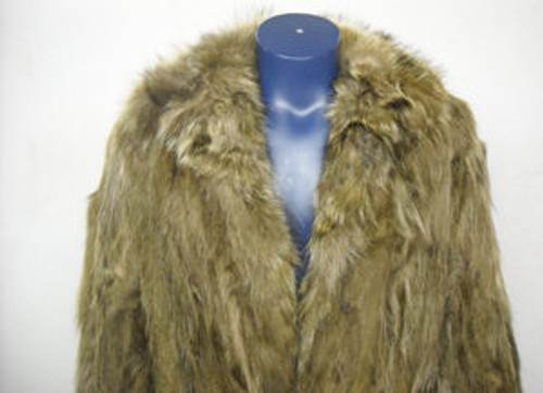 Vintage Raccoon Pieces Coat Raccoon vintage Fur coat Stand Up Collar Stright Sleeves Size: Large Light, Very Warm and Comfortable Hook and Eye Closure Fur Origin: USA Manufacturing: USA Vintage is a Pre-Owned Or Estate Piece One Of a kind, From Our Fur Collections Shoulder To Shoulder: 21" Inside Crossback:18" Collar to Bottom: 49" Sweep: 60" Neck to Sleeve: 31"