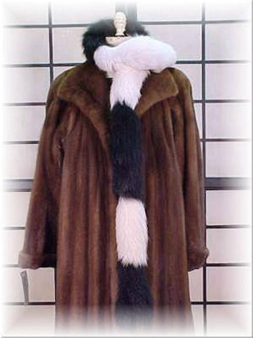 Black and White Fox Fur Tail Scarf Black and White Fur Boa Genuine Fur Width: ~3" Length: ~60" Fur Origin: Norway Manufactured: USA