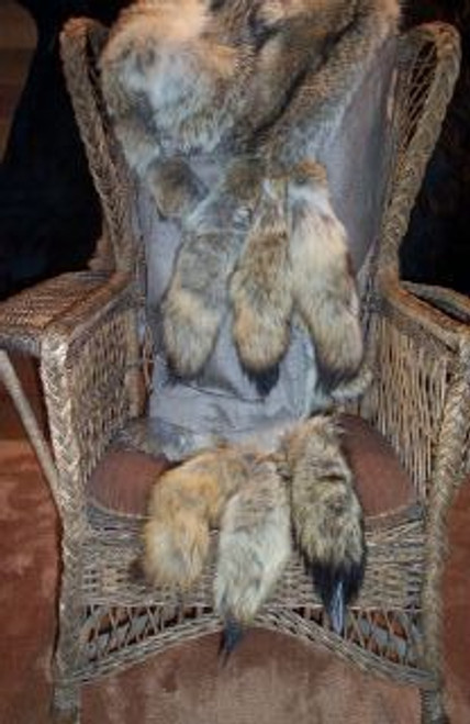 Coyote Blanket Professionally Sewn 22 Matched Oregon Pelts Soft Corduroy Backing 3 tails on each corner Vintage is a Pre-Owned Or Estate Piece One Of a kind, From Our Fur Collections "Sold as Is" All Sales are Final