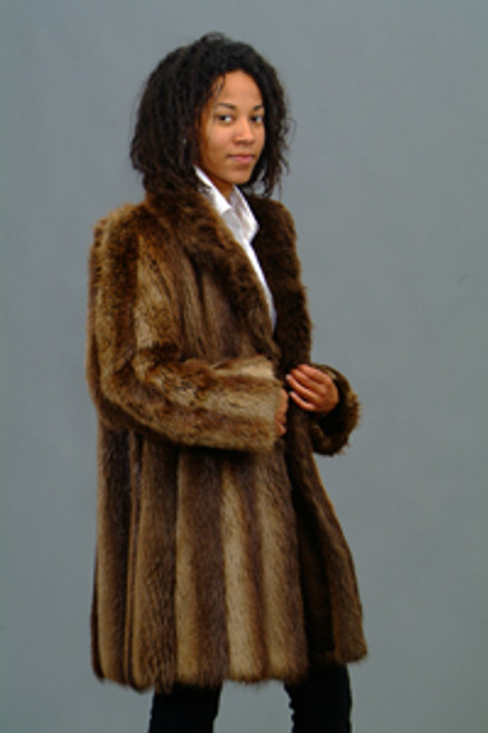 Vintage Beaver Fur Woman's 3/4 Jacket 3/4 Full Pelt Beaver Fur Jacket Wing Collar Fur Origin: USA Hook and Eye Closure Manufactured: USA Vintage is a Pre-Owned Or Estate Piece One Of a kind, From Our Fur Collections "Sold as Is" All Sales are Final