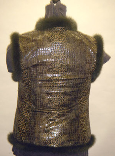 Mink Vest with Snake Design Mink Fur Faux Snake Design Zipper Closure Fur Origin: USA Manufacturing: USA