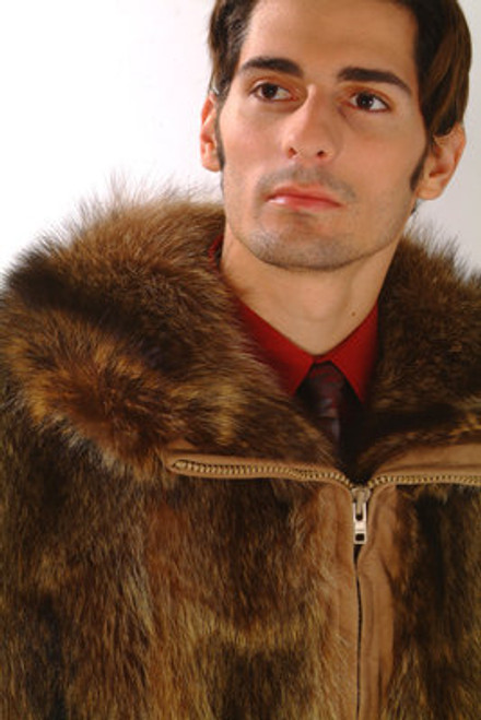 Vintage Men's Raccoon Bomber Fur Jacket Full Pelt Raccoon Collar Full Pelt Jacket Wing Collar Zipper Closure Fur Origin: USA Manufacturing: USA