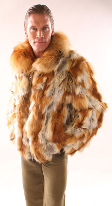 Sectional Fox Fur Bomber with Fullskin Collar Natural Red Fox Jacket Genuine Fur Style: Bomber Zipper Closure Fur Origin: Norway Manufactured: USA Manufacturing: USA