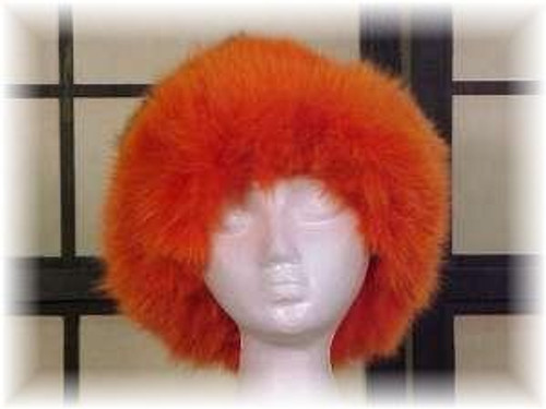 Ranch Mink Fur Hat with Dyed Orange Fox Fur Mink Fur Hat Trimmed with Orange Fox Fur Origin: Norway Manufactured: USA