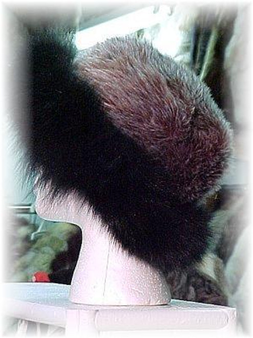 Gray Faux Fur Hat with Black Fox Fur Trim Top Quality Faux Fur Hat Fox Tail Trim Fur Origin: Norway Manufacturing: USA