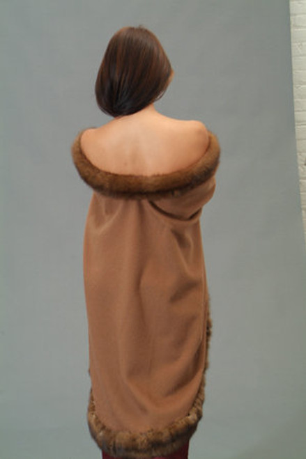 Buy Brown Cape with Sable Fur Trim Brown Cape Trimmed w/ Sable Mink One Size Fits Most Cashmere / Wool Blend Fur Origin: Norway Manufacturing: USA