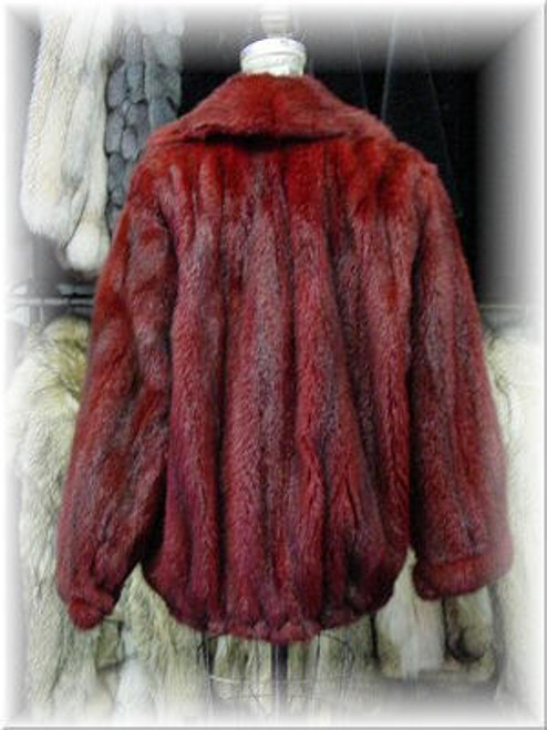 Full Skin Dyed Burgundy Mink Bomber Fur Jacket Burgundy Mink Fur Jacket Wing Collar Genuine Fur Full Skin Zipper Closure Choice of Color Fur Origin: USA Manufactured: USA