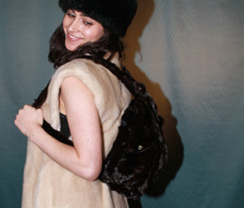 Buy BAck Pack Bag Mink Fur Mink Back Pack Color:Black Zipper Closure Fur Origin: USA Manufactured: USA