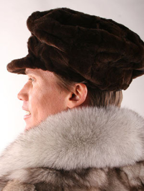 Brown Mink Sheared Fur Hat  Sheared Mink Fur Men's Hat Fur Origin: USA Manufacturing: USA