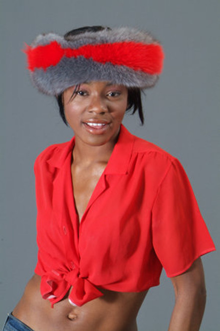 Gray and Red Fox Fur Headband Multi Fox Fur Headband Color: Gray and Red Velcro Closure Fur Origin: Norway Manufactured: USA