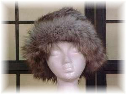 Gray Faux Fur Hat with Dyed Blue Fox Fur Trim Features: Dyed Faux Fur Hat Blue Fox Trim Inside Lining Fur Origin: Norway Manufacturing: USA