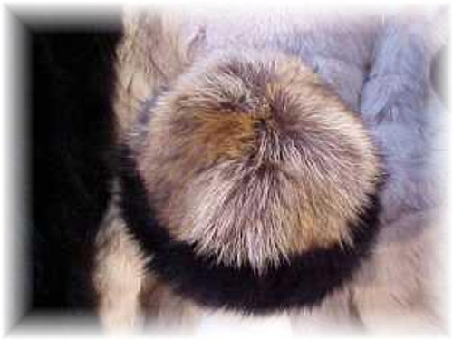 Raccoon Fur Hat with Black Fox Fur Trim Raccoon Fur Hat Trimmed with Black Fox Fur Origin: USA Manufactured: USA