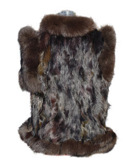 Brown Beaver Vest and Brown Trim Brown Beaver Vest Hook and Eyes Closure Length: 28 inches Origin: USA Manufactured: USA