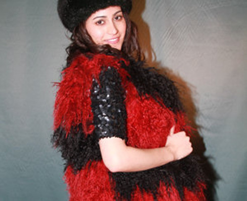 Black and Red Curly Lamb Fur Vest Black and Red Curly Lamb Vest Fur Origin: Tibet Manufactured: USA