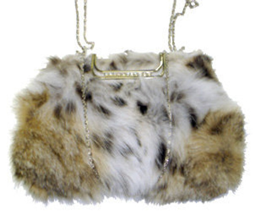 Unique Lynx Hand Bag Natural Lynx Fashion Hand Bag Snap Closure With Silver Color Chain Manufacturing: USA