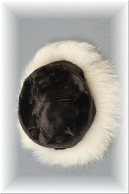 Faux Fur Hat with Blue Fox Trim Top Quality Faux Fur Manufactueng: USA Fur Origin: Norway