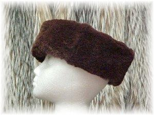 Dyed Brown Sectional Sheared Mink Fur HeadWare Dyed Fur Head Wrap Sheared Padded Grosgrain Lining Velcro Closure Fur Origin: USA Manufacturing: USA