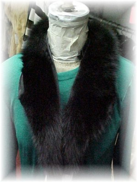 Full Skin Black Fox Shawl Fur Collar  Full Skin Fur Collar Width: ~2" Length: ~35" Lined Photo Appears Smaller Than Actual Size Fur Origin: Norway Manufacturing: USA