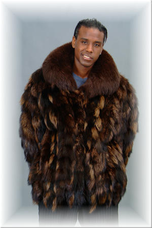 Top quality Real mens Fox Fur jacket with huge collar,full  skin,customizable | eBay