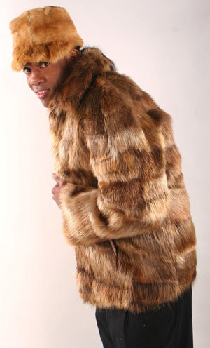 Sectional Beaver Bomber Jacket - furoutlet