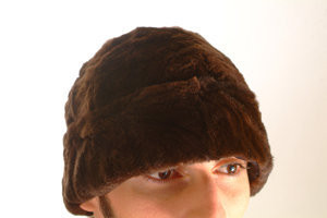 Brown Mink Fur Skully Hat Men display picture 3